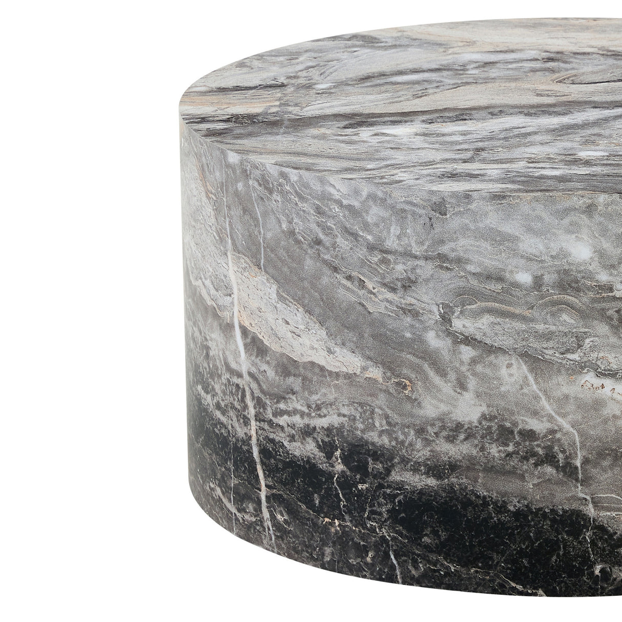 Minimalist Gray Round Marble Coffee Table | OROA