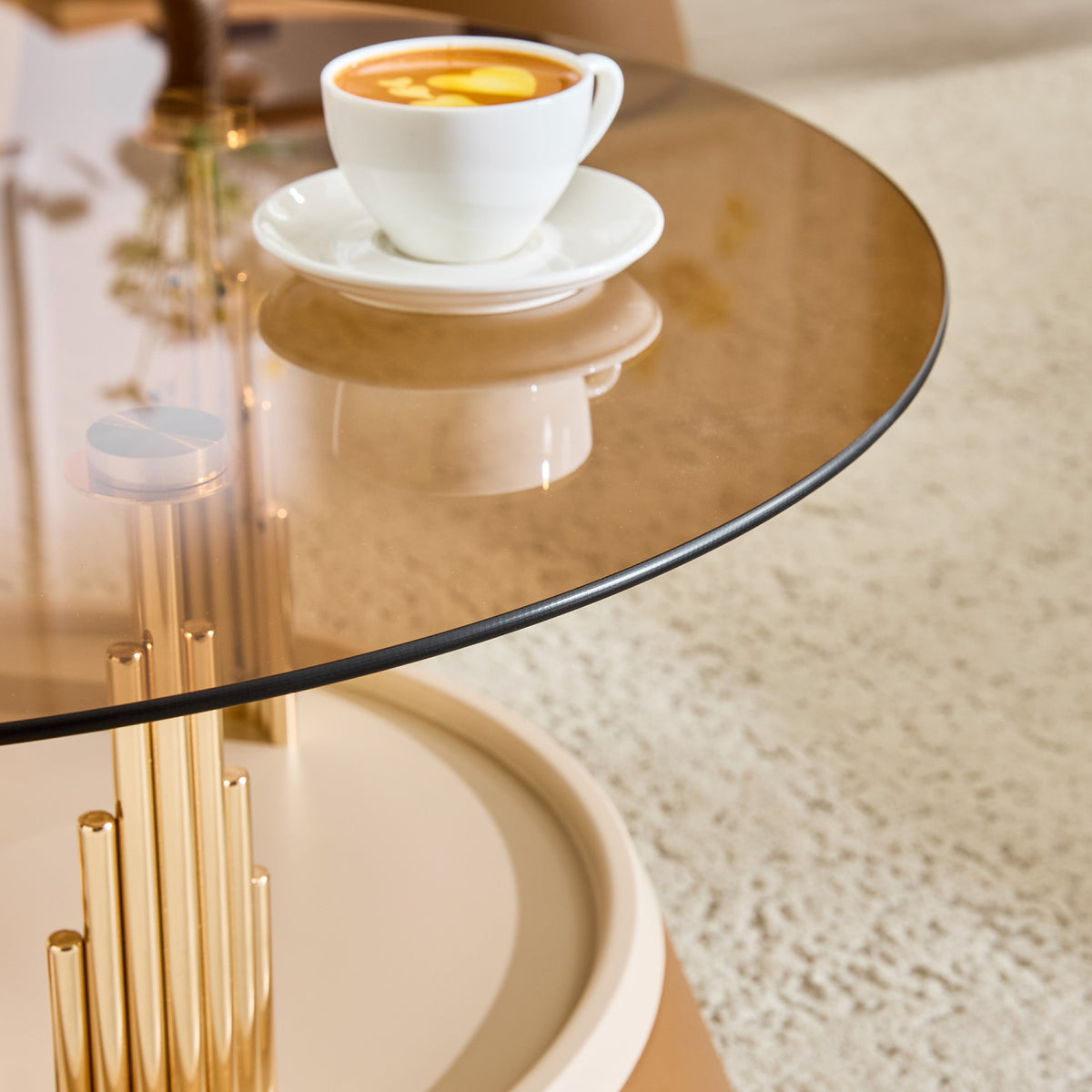 Brown Gold Nesting Coffee Table Set | OROA