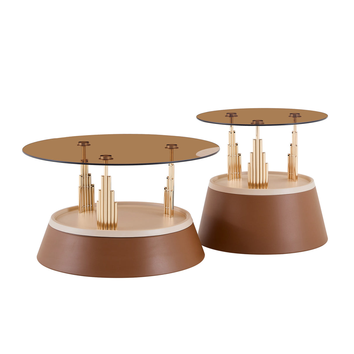 Brown Gold Nesting Coffee Table Set | OROA