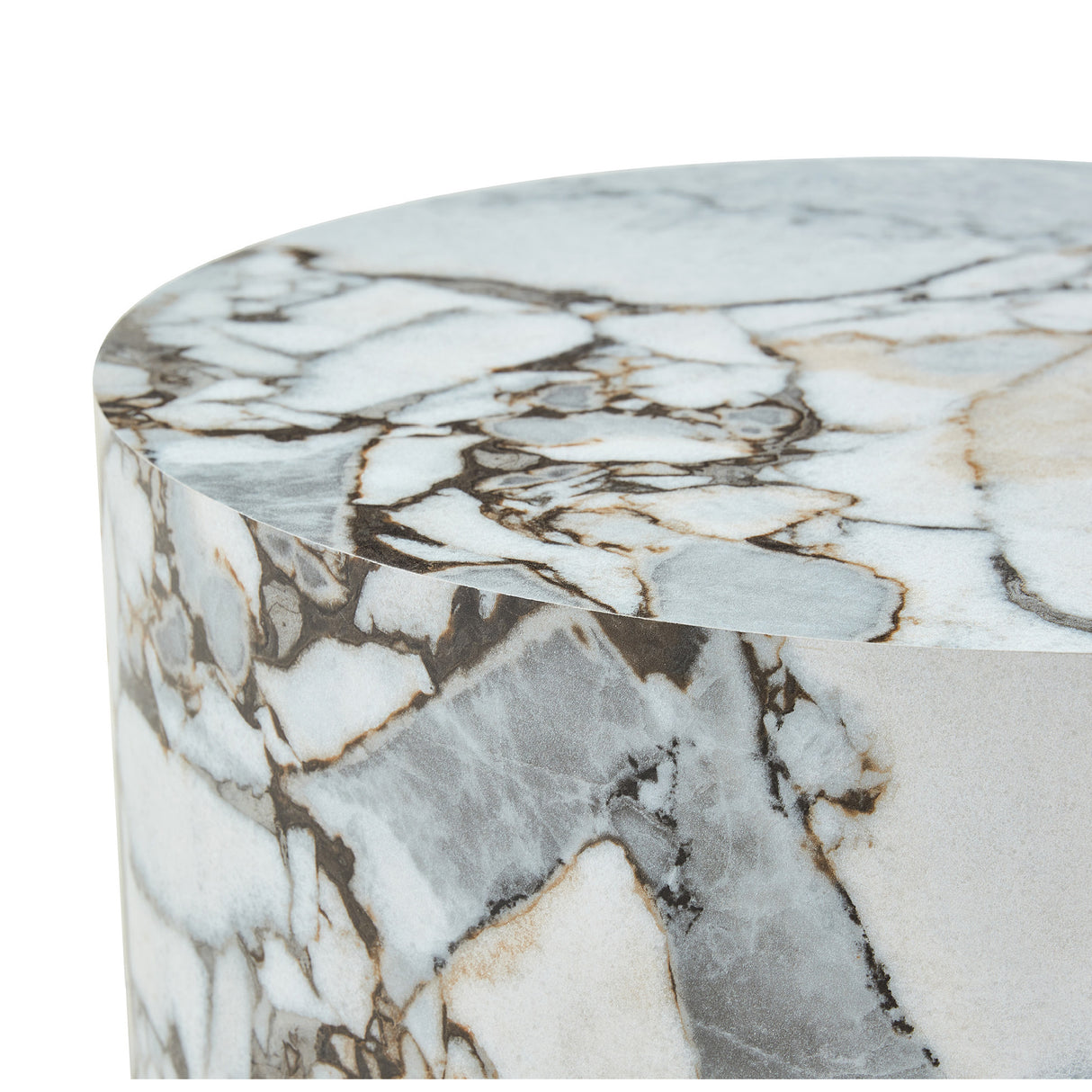 White Marble Cylindrical Coffee Table | OROA