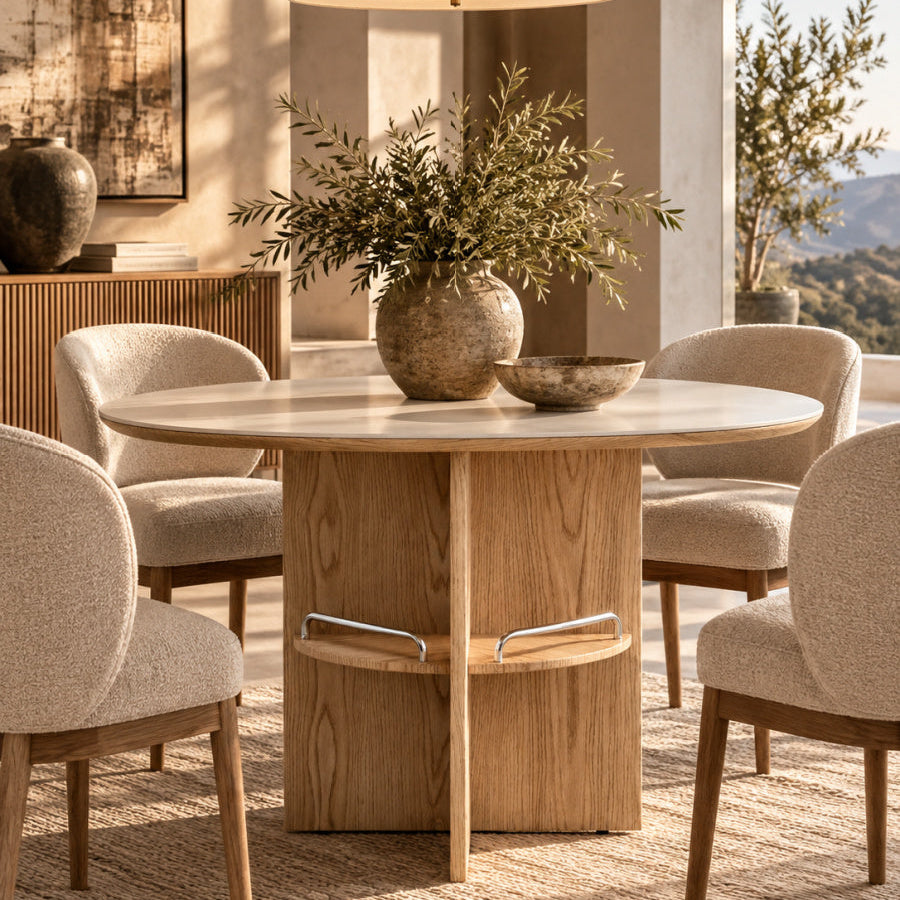 Modern European furniture - White Medieval Style Round Dining Table - www.oroa.com