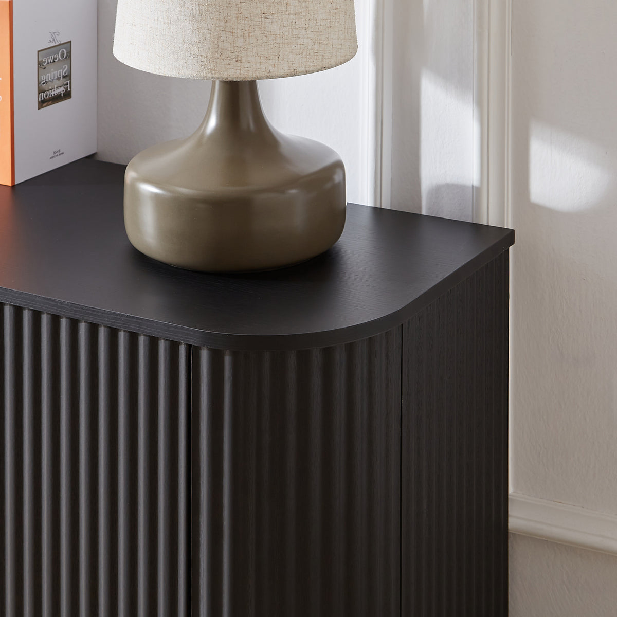 Black Striped Wooden Sideboard | OROA