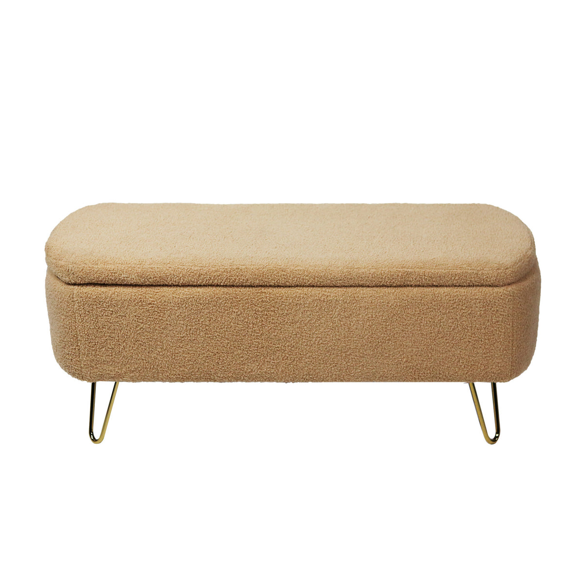 Camel Upholstered Storage Bench | OROA