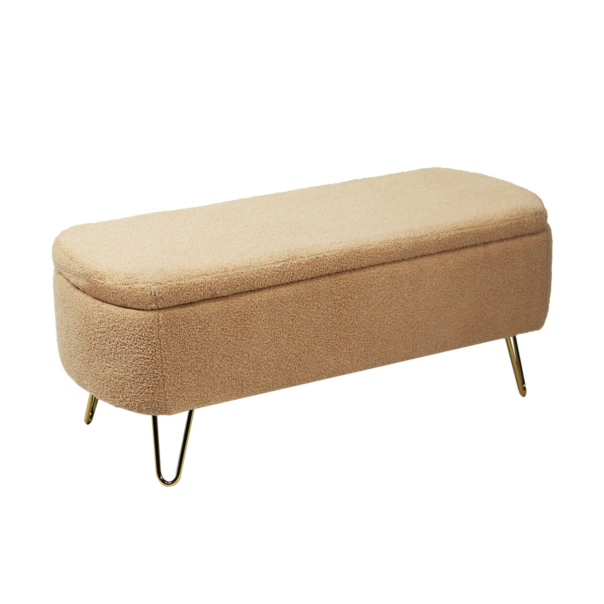 Camel Upholstered Storage Bench | OROA