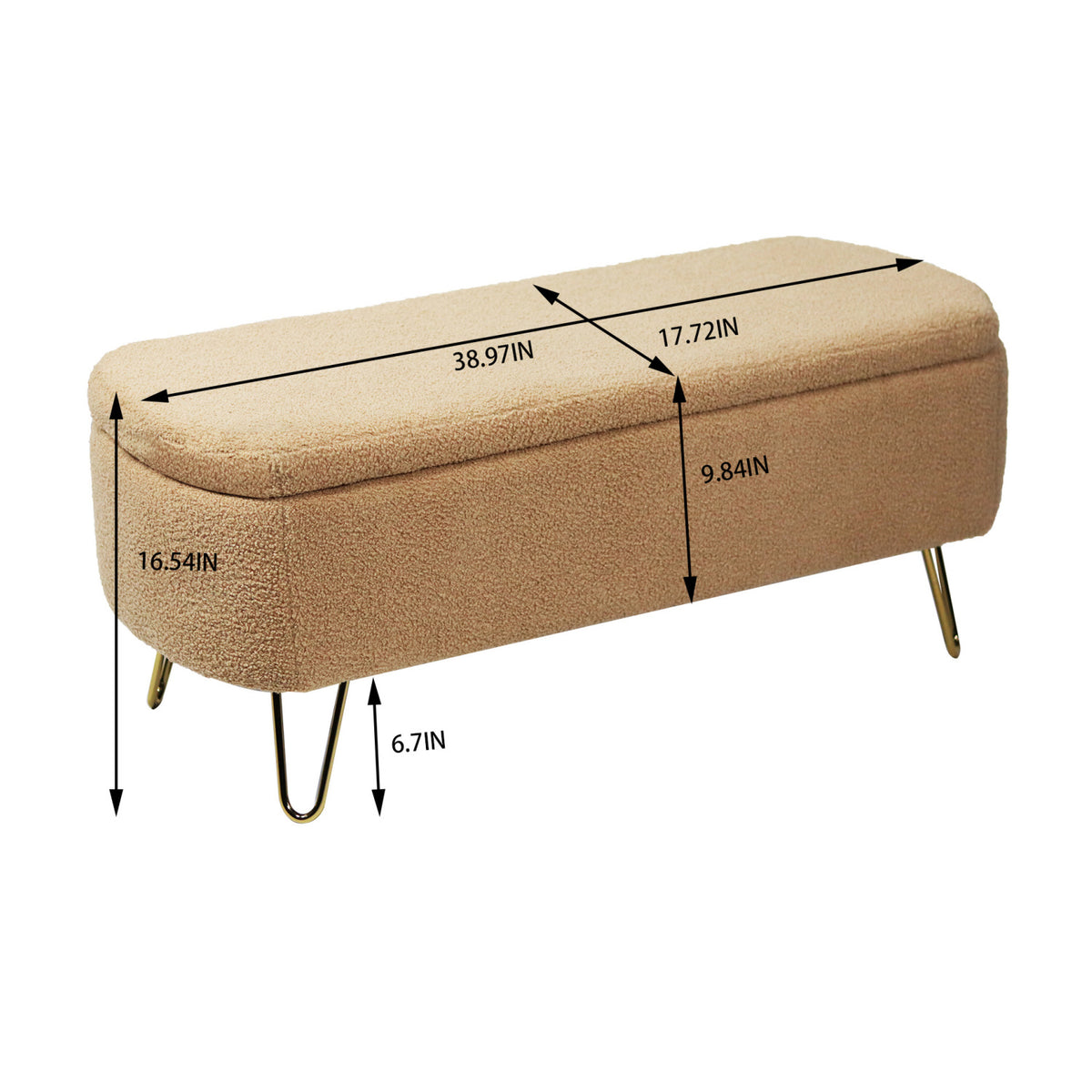 Camel Upholstered Storage Bench | OROA