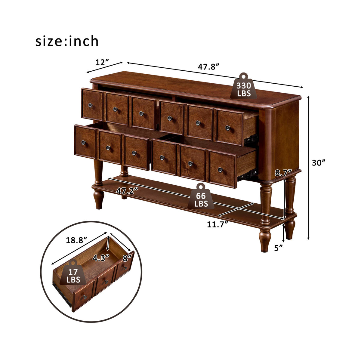 Vintage Cherry Console Table by OROA