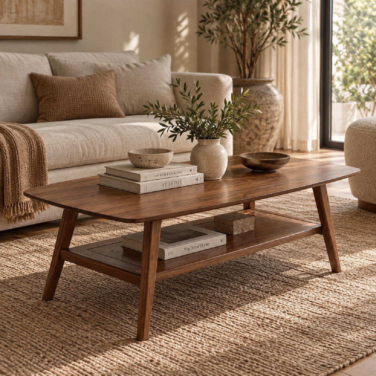 Dual-layer Oak Wood Coffee Table | Maison Naturelle