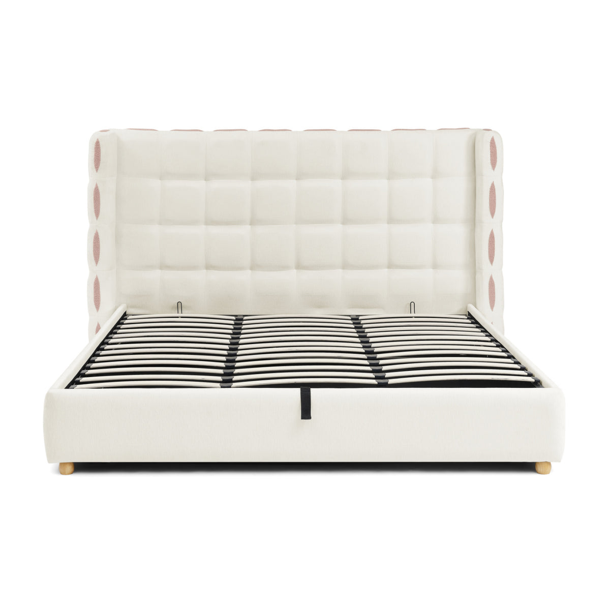 Chenille Wingback Upholstered King Bed Frame | OROA
