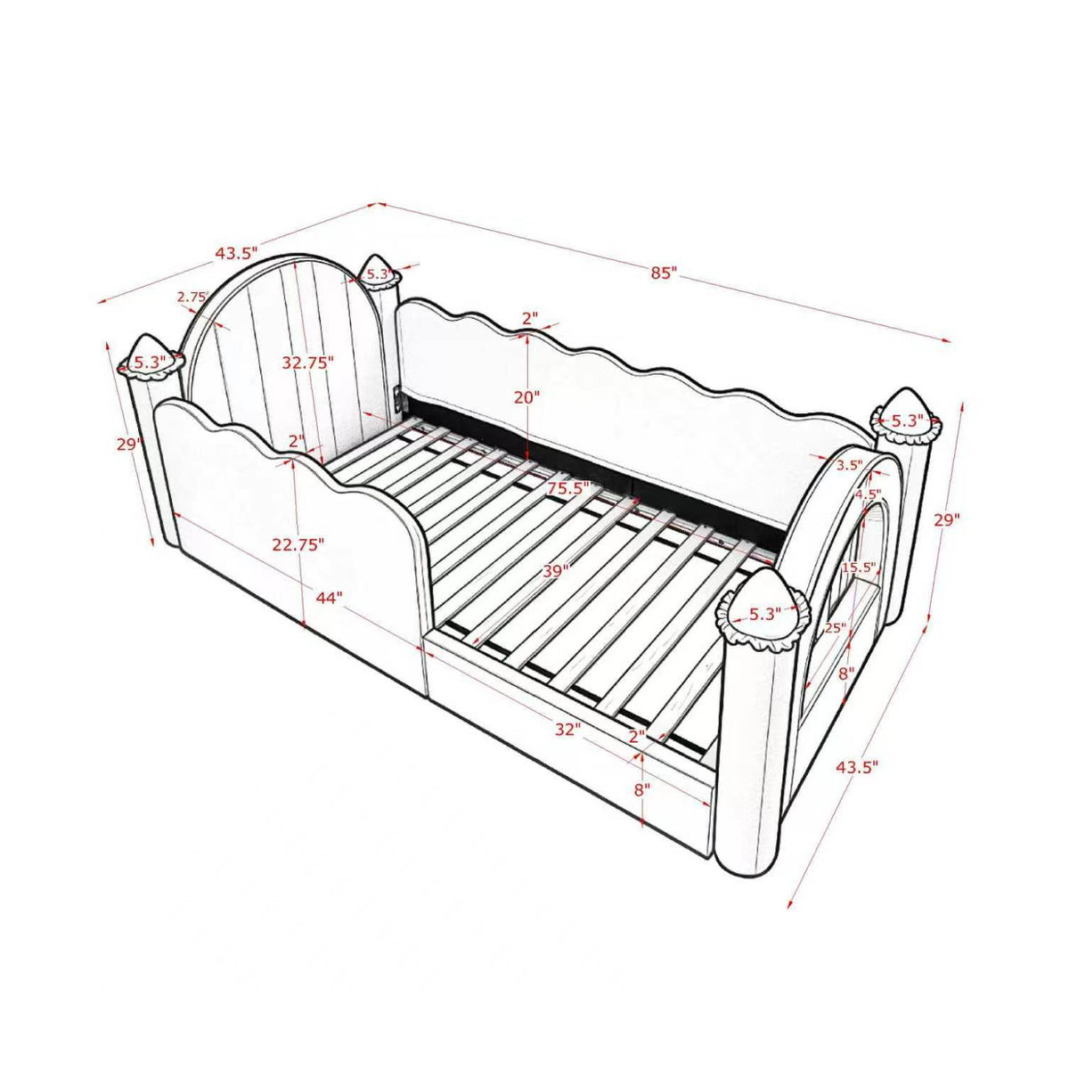 Pink Twin Size Solid Wood Bed Frame | OROA Kids