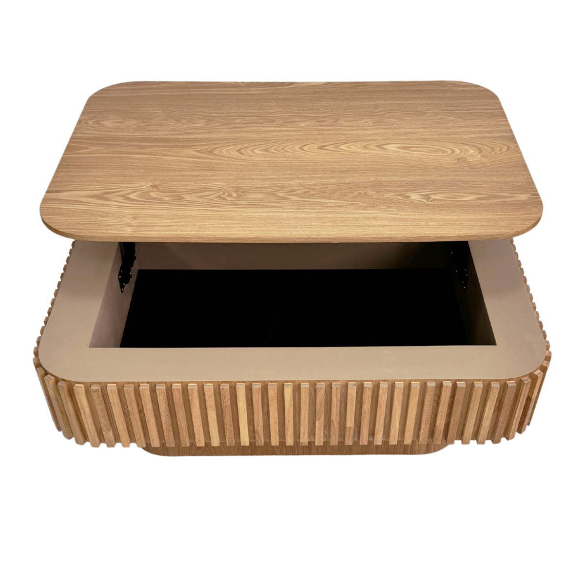 Fluted Natural Wood Lift-Top Coffee Table | OROA