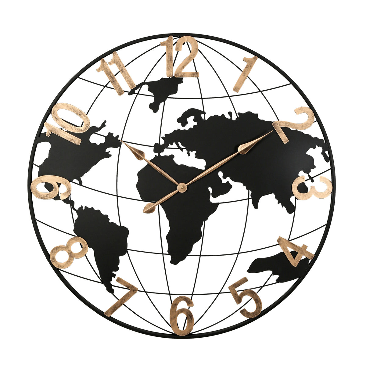 Modern European furniture - Modern Black Metal World Map Wall Clock - www.oroa.com