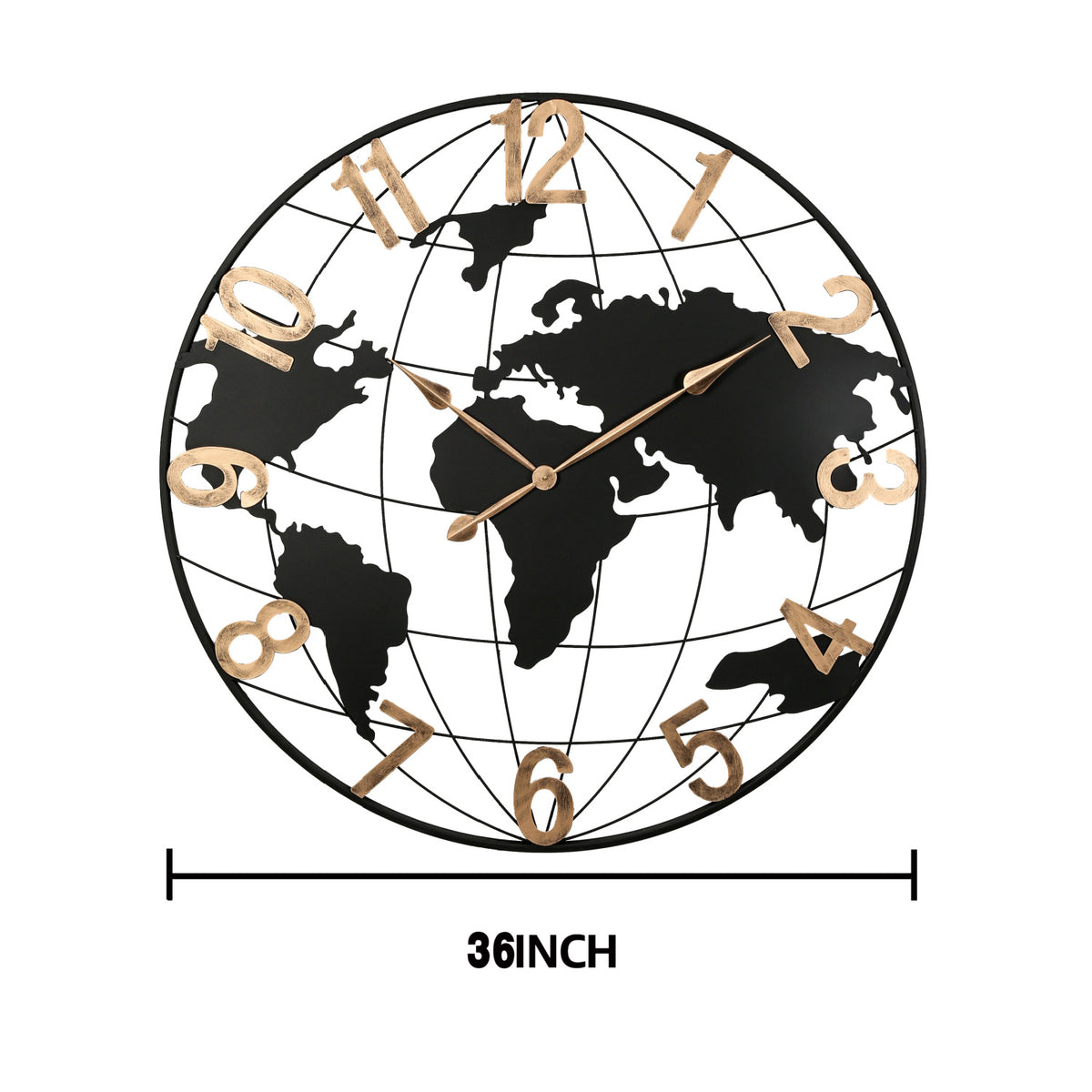 Modern European furniture - Modern Black Metal World Map Wall Clock - www.oroa.com