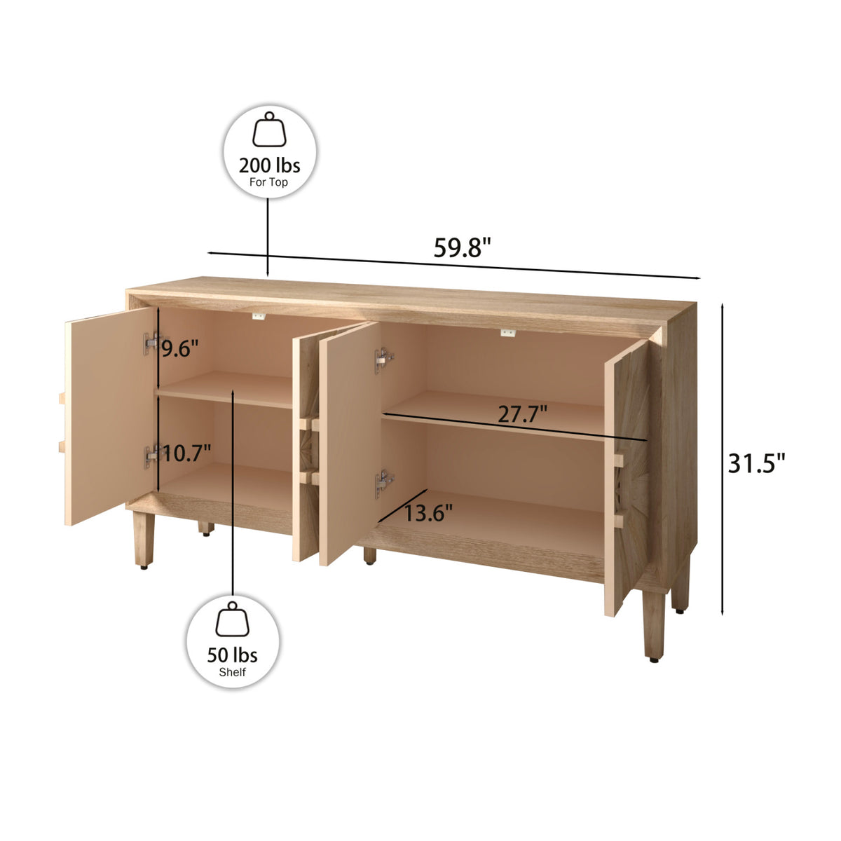 Rustic Farmhouse Credenza TV Stand Antique Natural | OROA