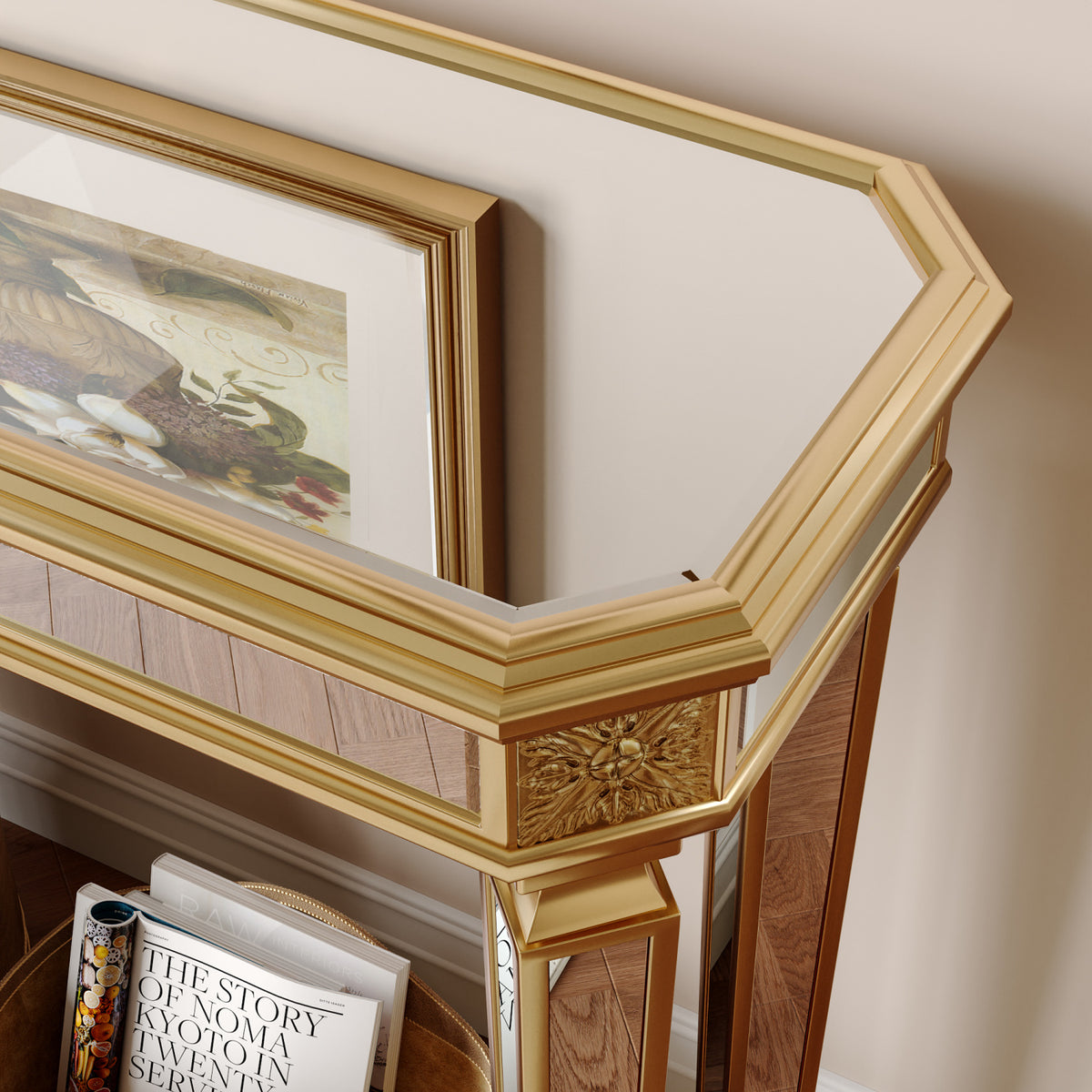 Modern European furniture - Gold Mirror Console Table - www.oroa.com