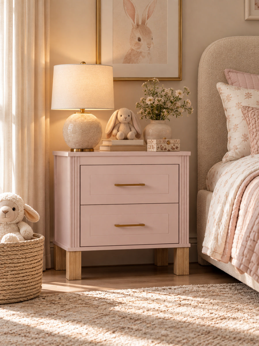 Pink 2 Drawer Nightstand | OROA Kids