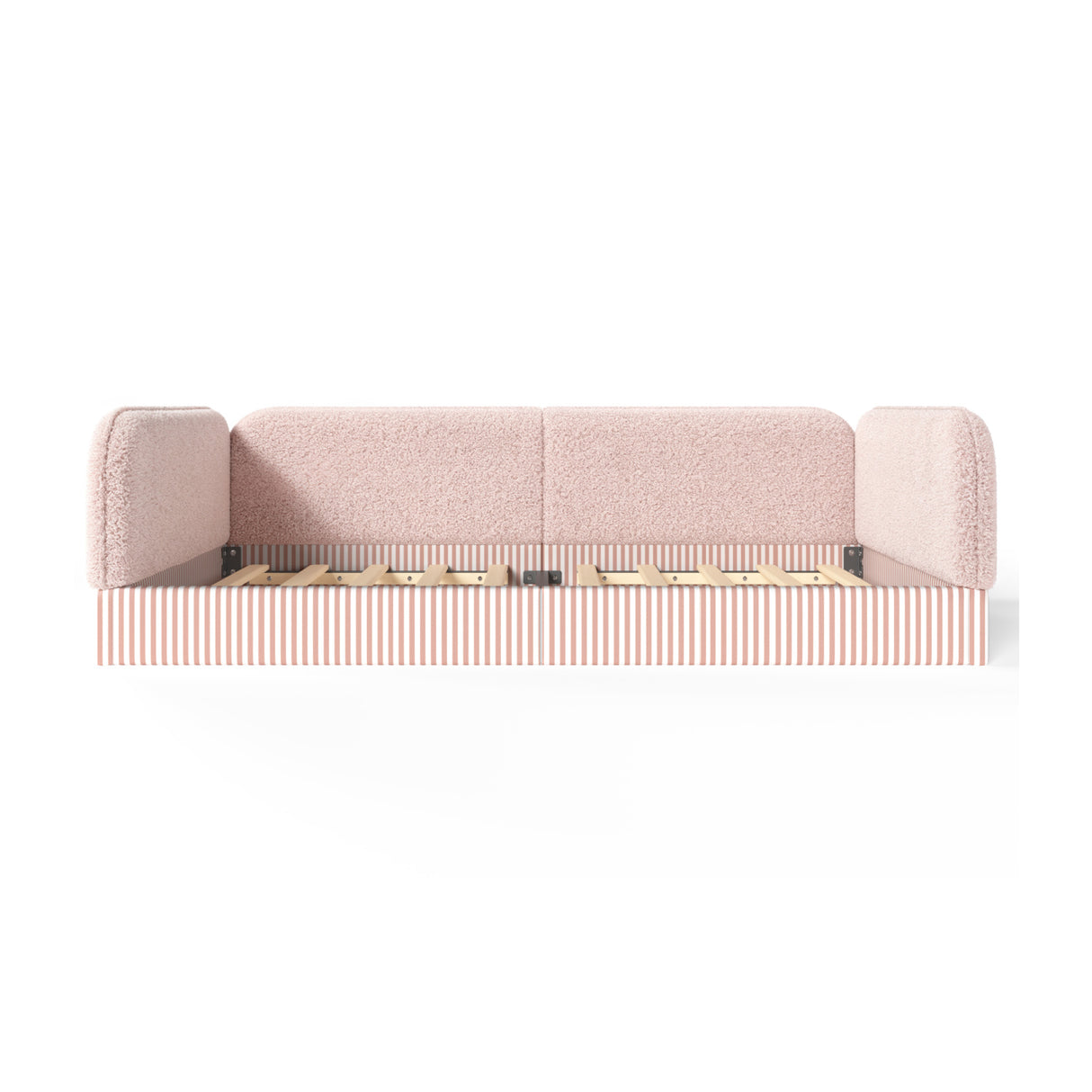 Full Size Upholstered Teddy Fleece Floor Bed Frame for Kids | OROA Kids