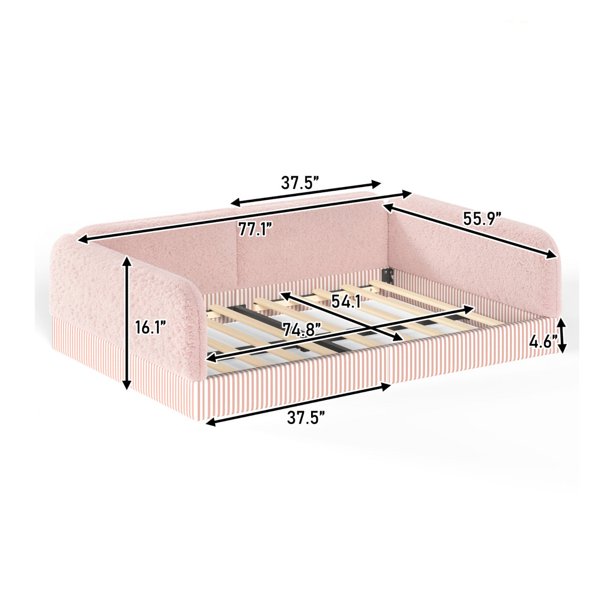 Full Size Upholstered Teddy Fleece Floor Bed Frame for Kids | OROA Kids