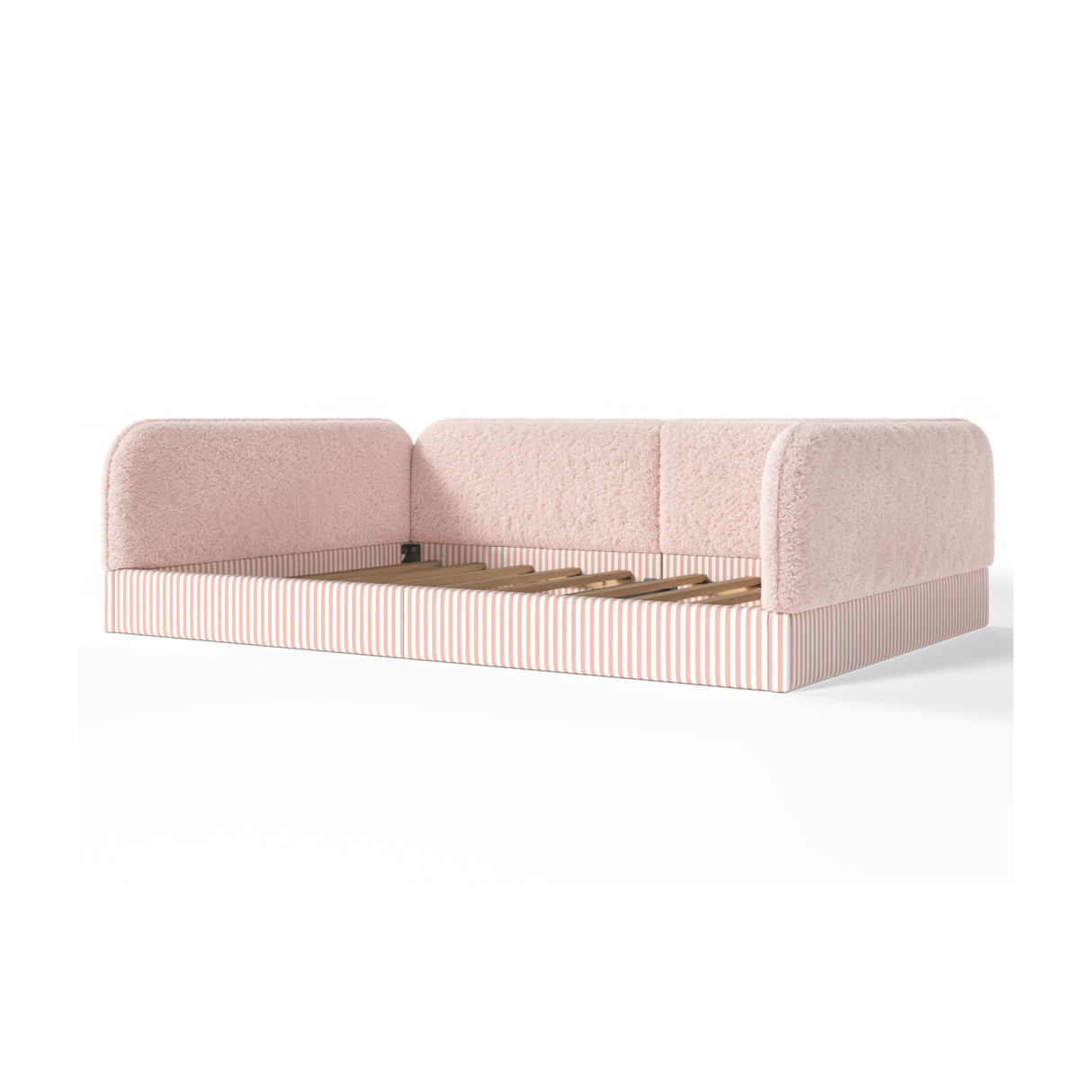 Full Size Upholstered Teddy Fleece Floor Bed Frame for Kids | OROA Kids