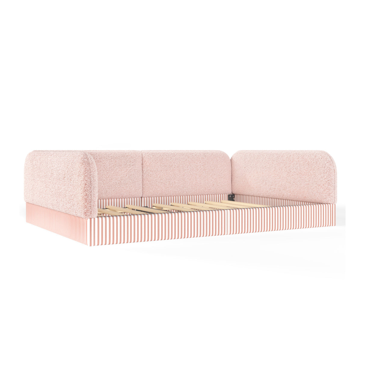 Full Size Upholstered Teddy Fleece Floor Bed Frame for Kids | OROA Kids