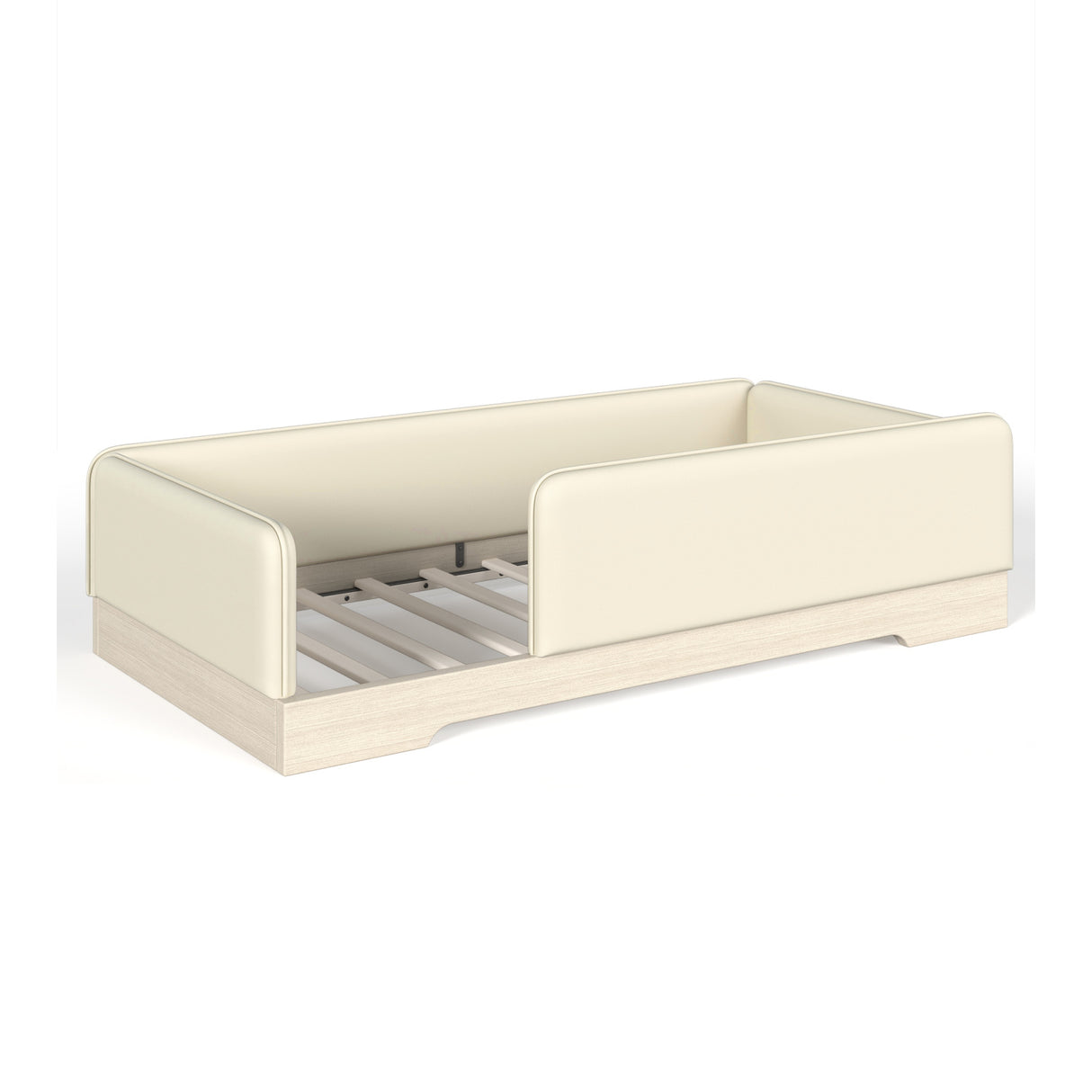 Twin Size Upholstered Beige Floor Bed | OROA Kids