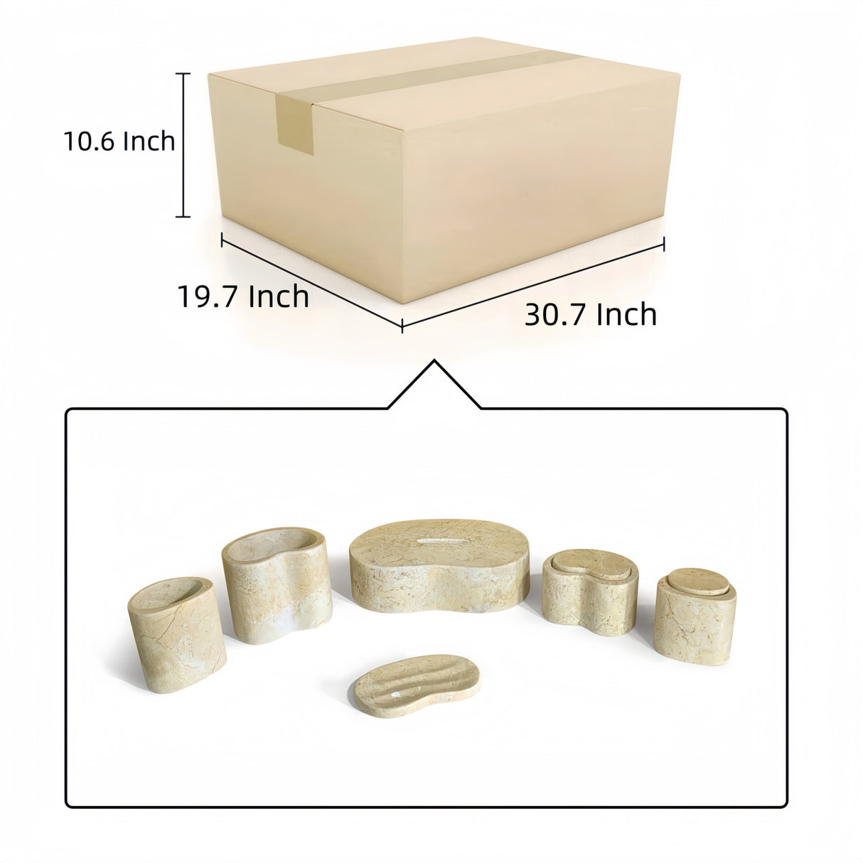 Natural Marble Bathroom Accessories Set (6) | OROA