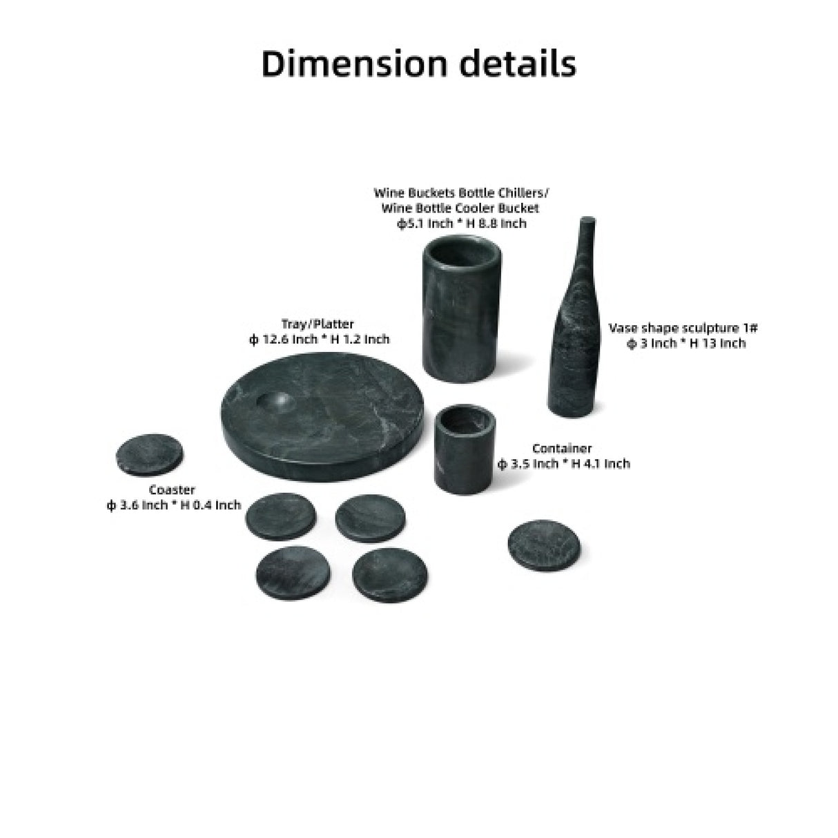 Modern European furniture - Diamond Green Marble Dining Accessories S/10 - www.oroa.com