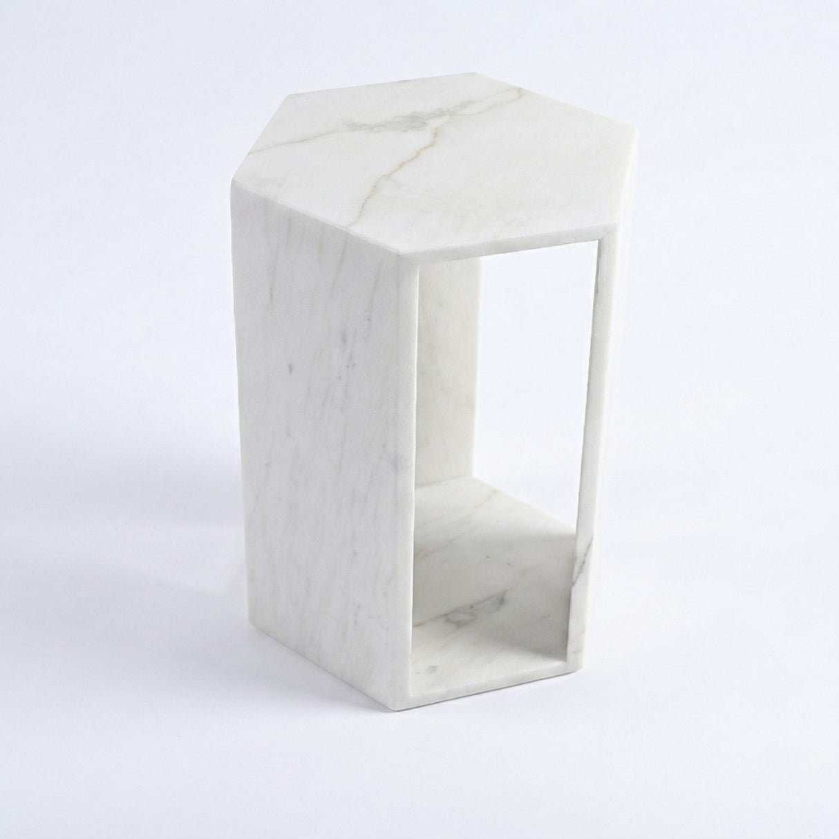 Modern Natural White Marble Side Table | OROA
