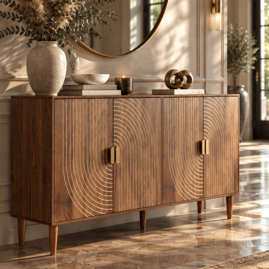 Modern European furniture - 4-Door Walnut Sideboard - www.oroa.com