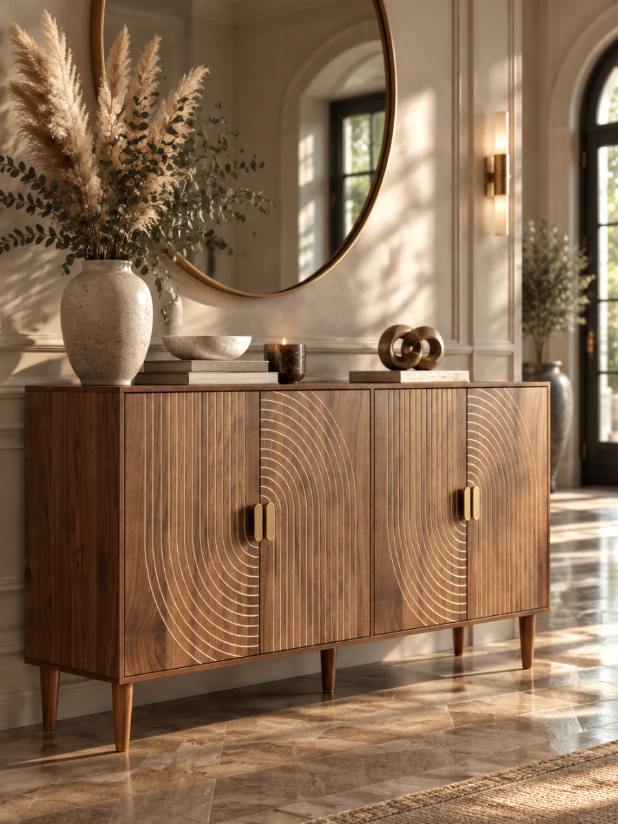Modern European furniture - 4-Door Walnut Sideboard - www.oroa.com