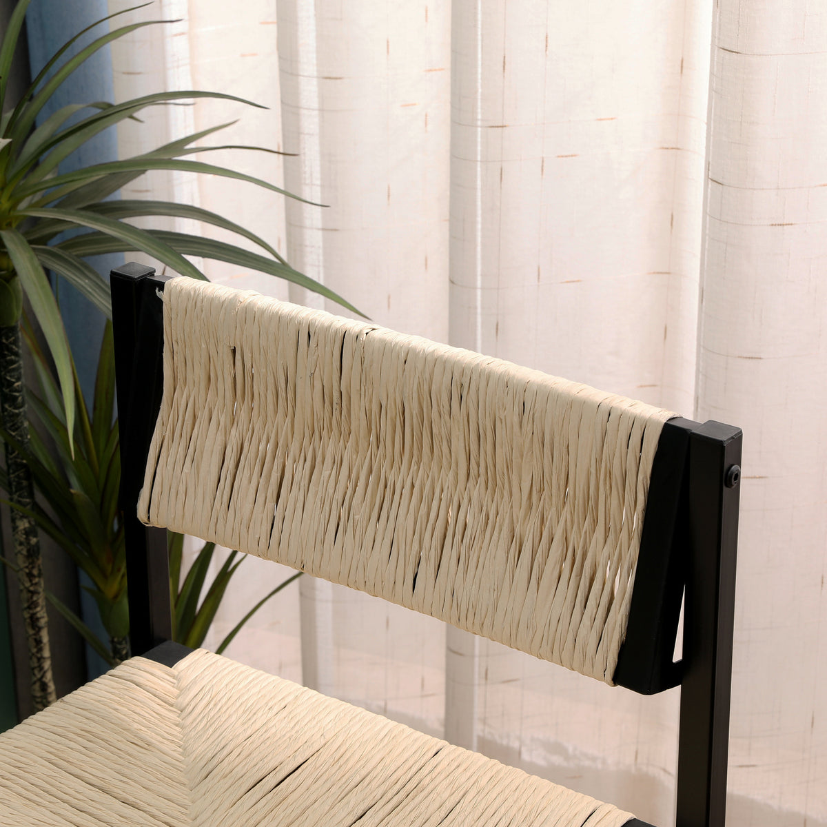 Creamy White Woven Bar Stools (2) | OROA