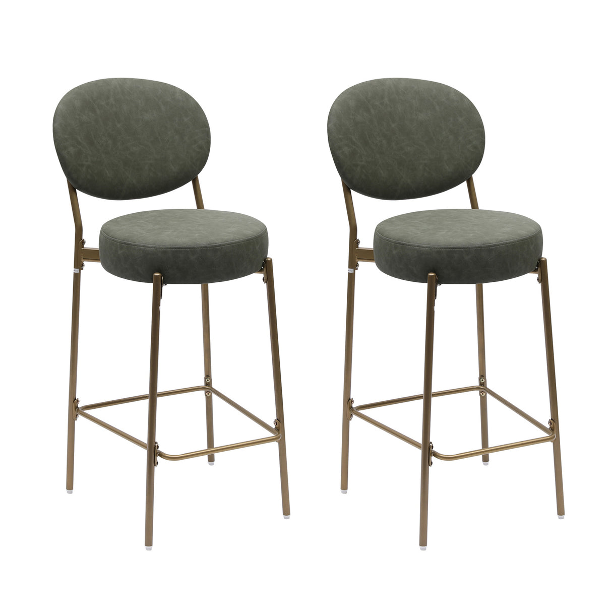 Modern Leather Upholstered Bar Stools (2) | OROA