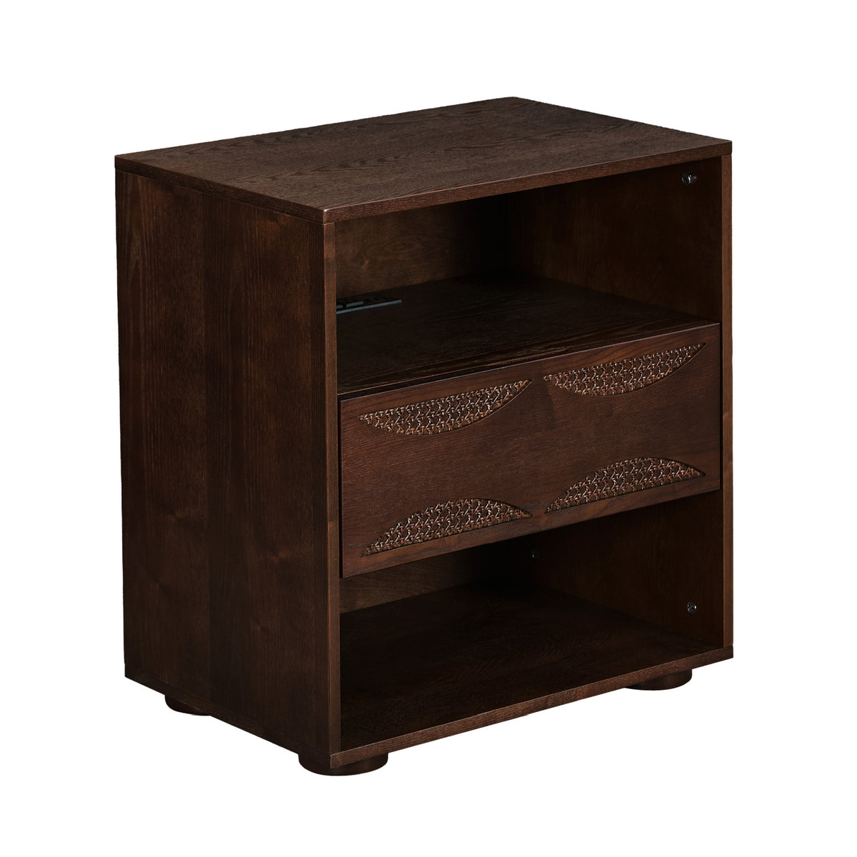 Walnut Rattan Nightstand | OROA