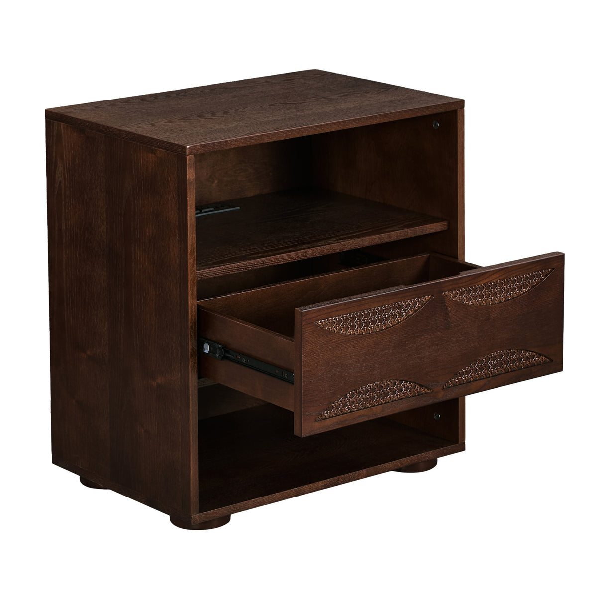 Walnut Rattan Nightstand | OROA