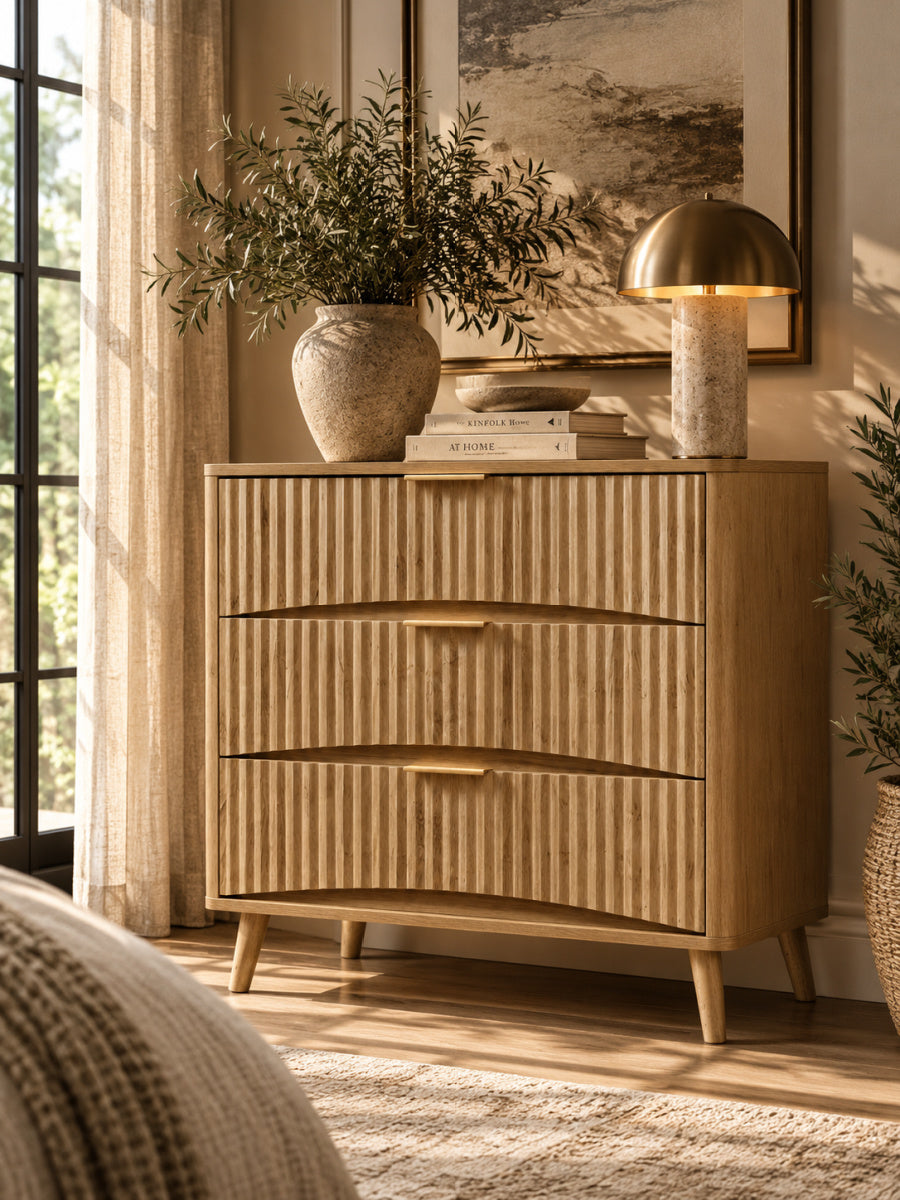Modern European furniture - Fluted 3 Drawer Dresser - www.oroa.com