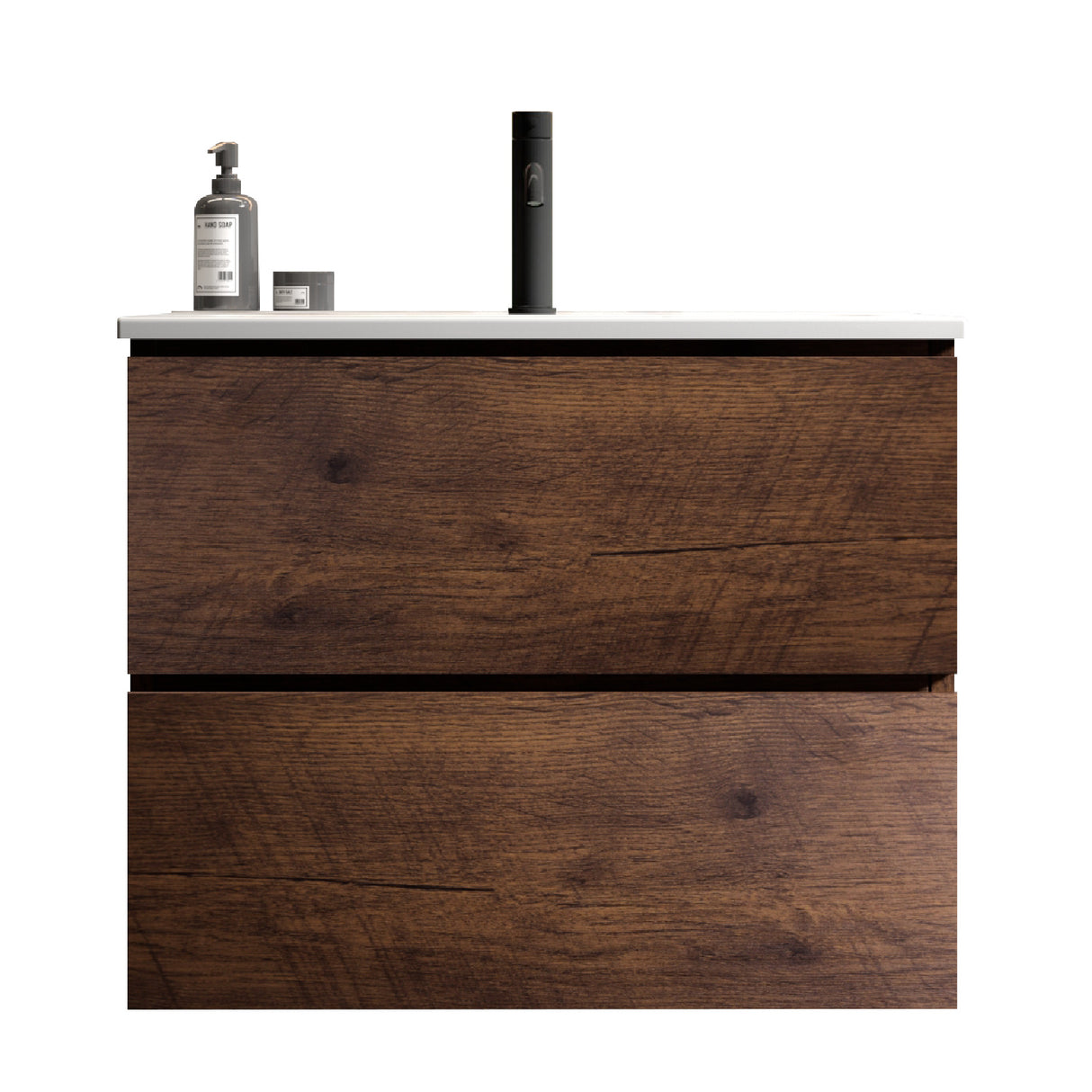 Wall Mounted Walnut Bathroom Vanity with Ceramic Sink | OROA