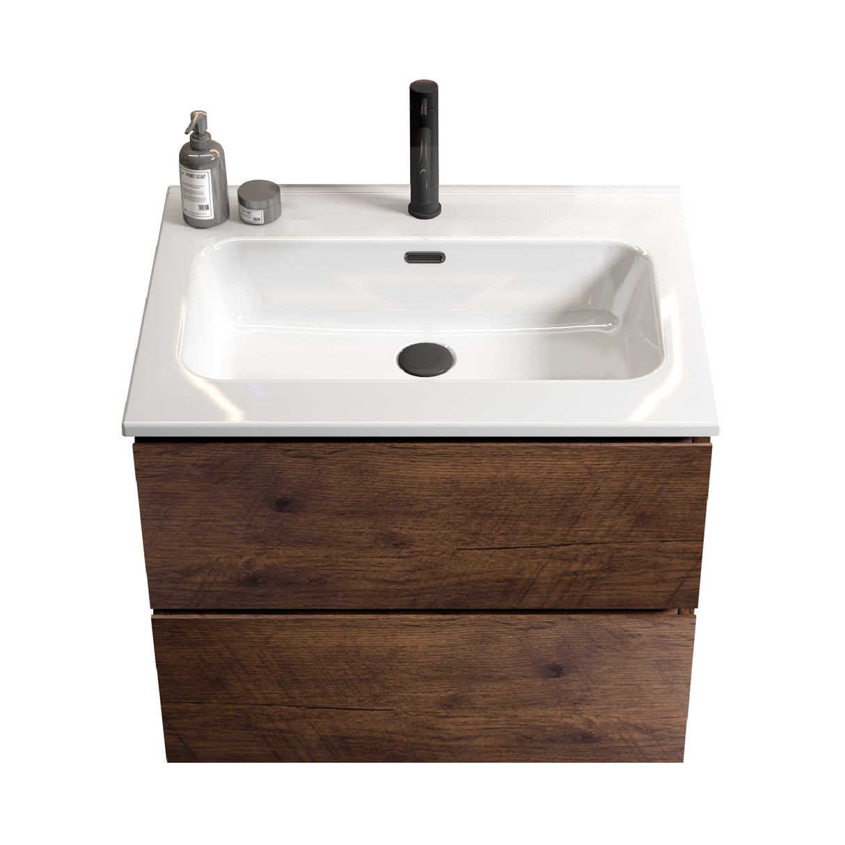 Wall Mounted Walnut Bathroom Vanity with Ceramic Sink | OROA