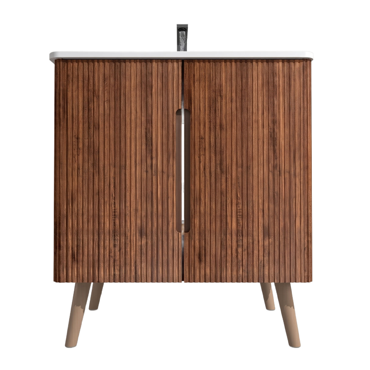 Striped Walnut Bathroom Vanity with Sink | OROA