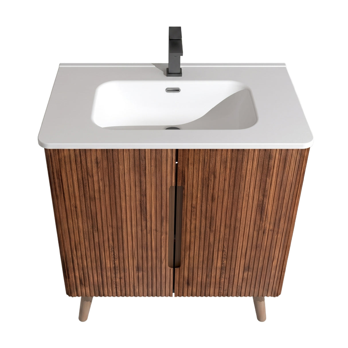 Striped Walnut Bathroom Vanity with Sink | OROA