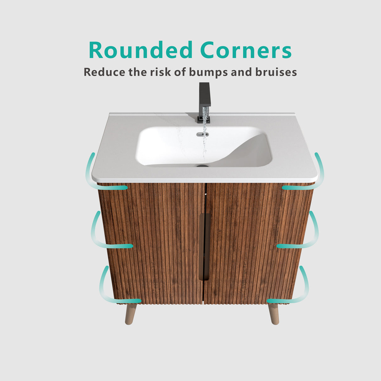 Striped Walnut Bathroom Vanity with Sink | OROA