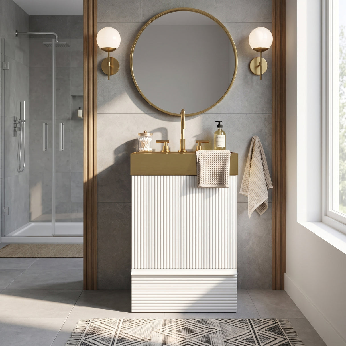 Modern Striped Velvet Bathroom Vanity | OROA