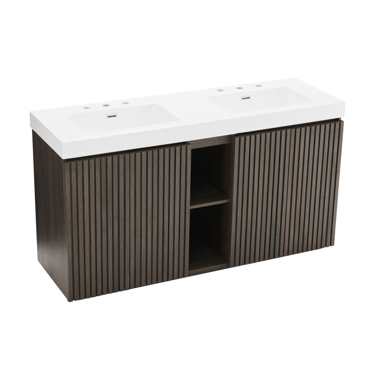 Modern European furniture - Smoked Oak Bathroom Vanity with Sink - www.oroa.com