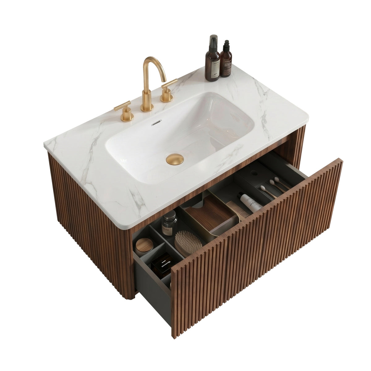 Etna Striped Walnut Bathroom Vanity Unit | OROA