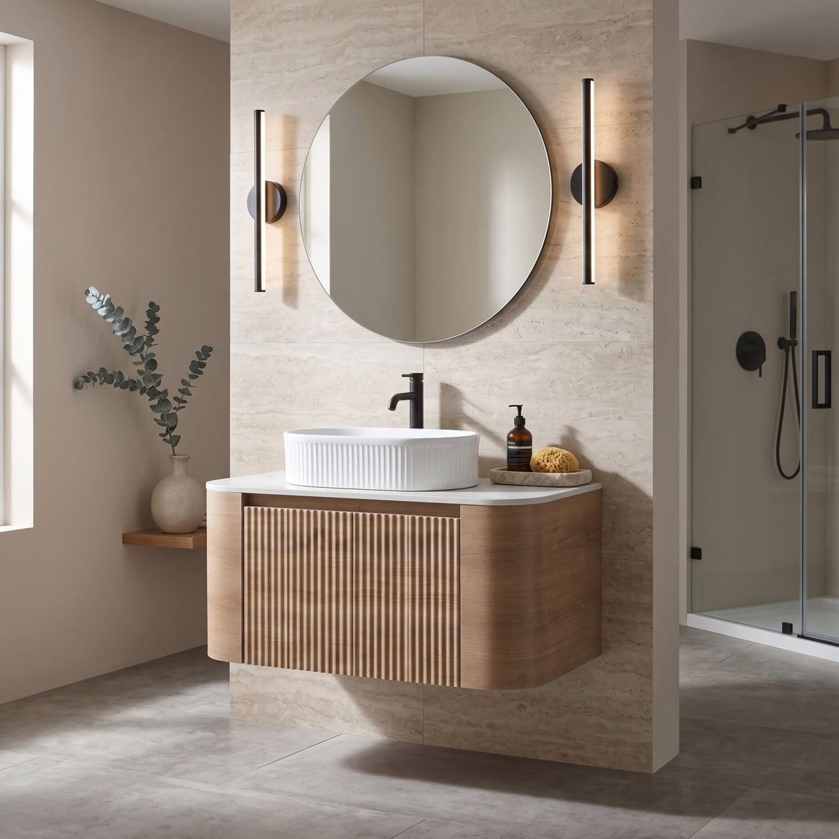 Honey Oak Bathroom Vanity with Sink | OROA