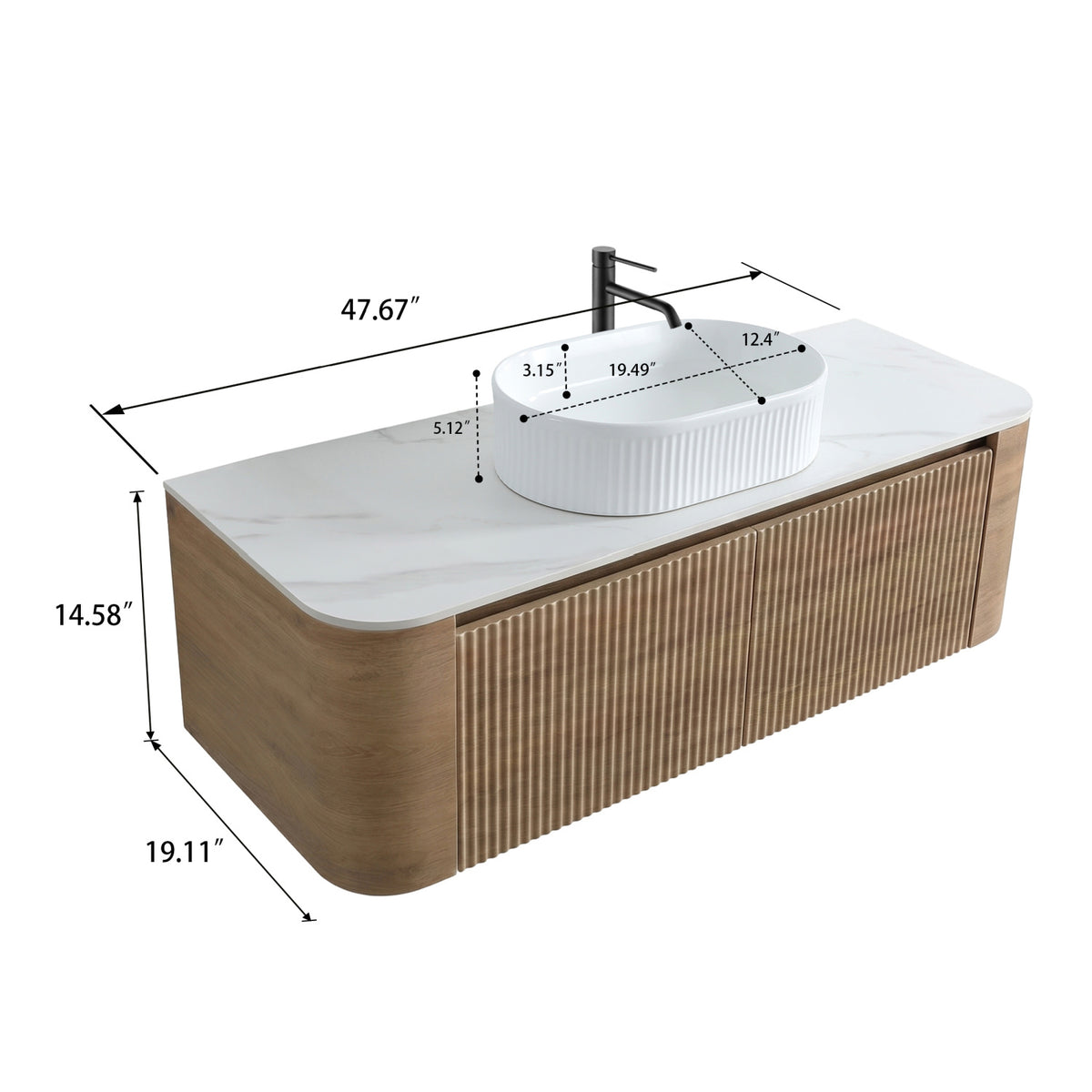 Honey Oak Bathroom Vanity with Sink | OROA