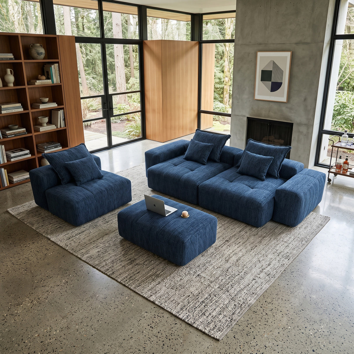 Blue Chenille Modular Sectional Sofa | OROA