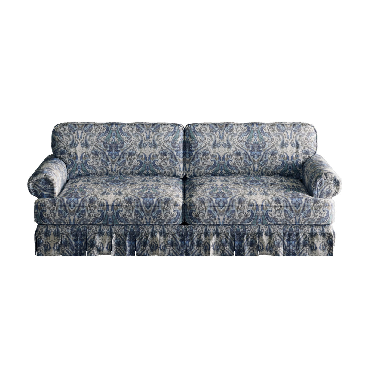 Mid-Century Blue Floral Oxford Fabric Sofa | OROA