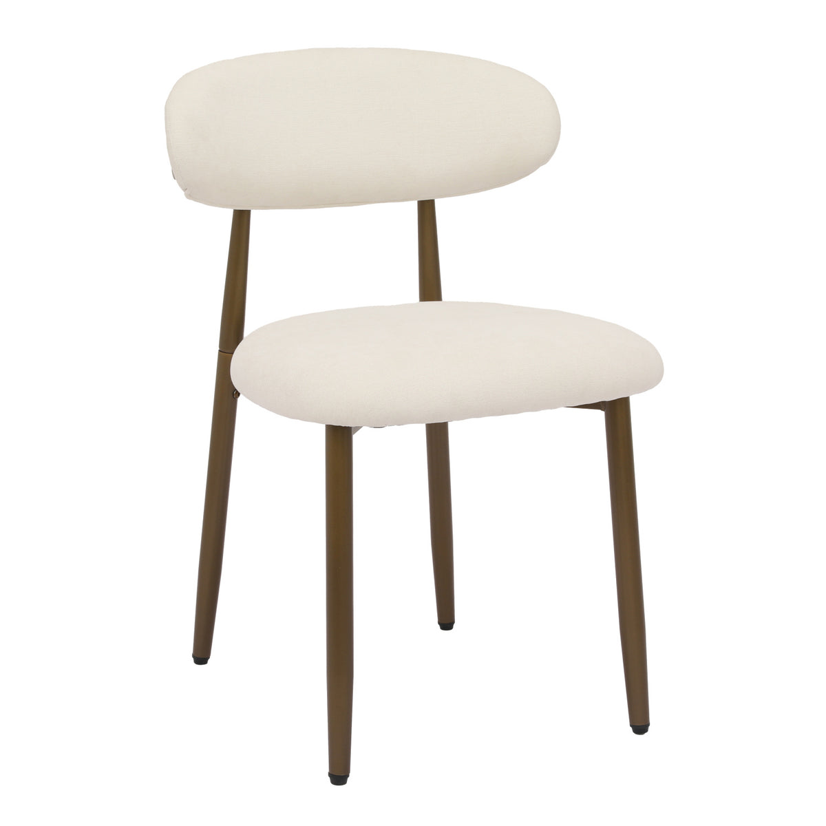 Beige Upholstered Metal Dining Chairs (2) by OROA