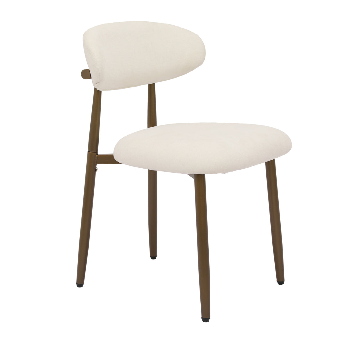 Beige Upholstered Metal Dining Chairs (2) by OROA