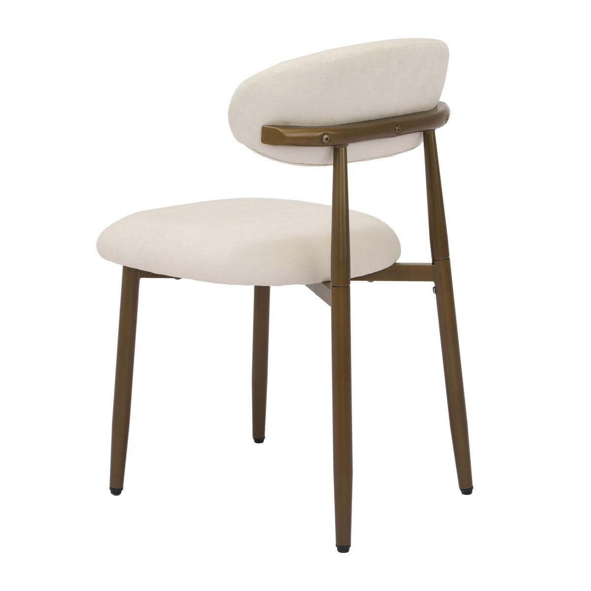 Beige Upholstered Metal Dining Chairs (2) by OROA