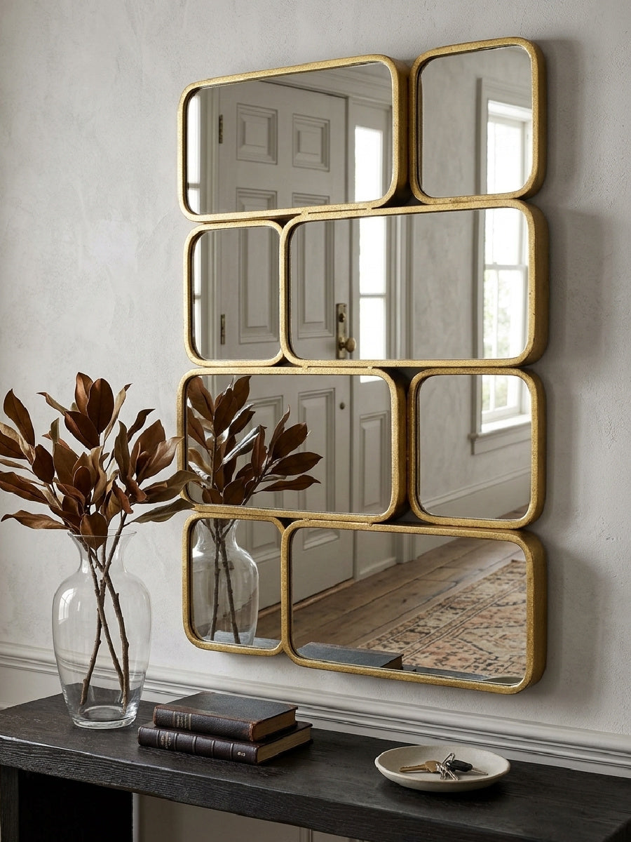 Modern European furniture - Gold Metal Framed Wall Mirror - www.oroa.com